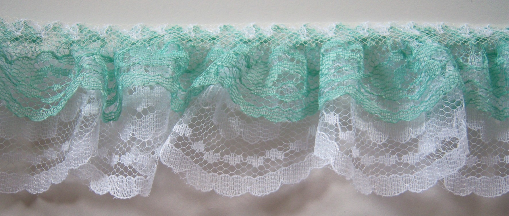 Mint/White Double Gathered Lace