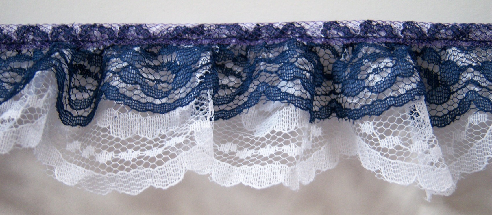 Navy/White Double Gathered Lace