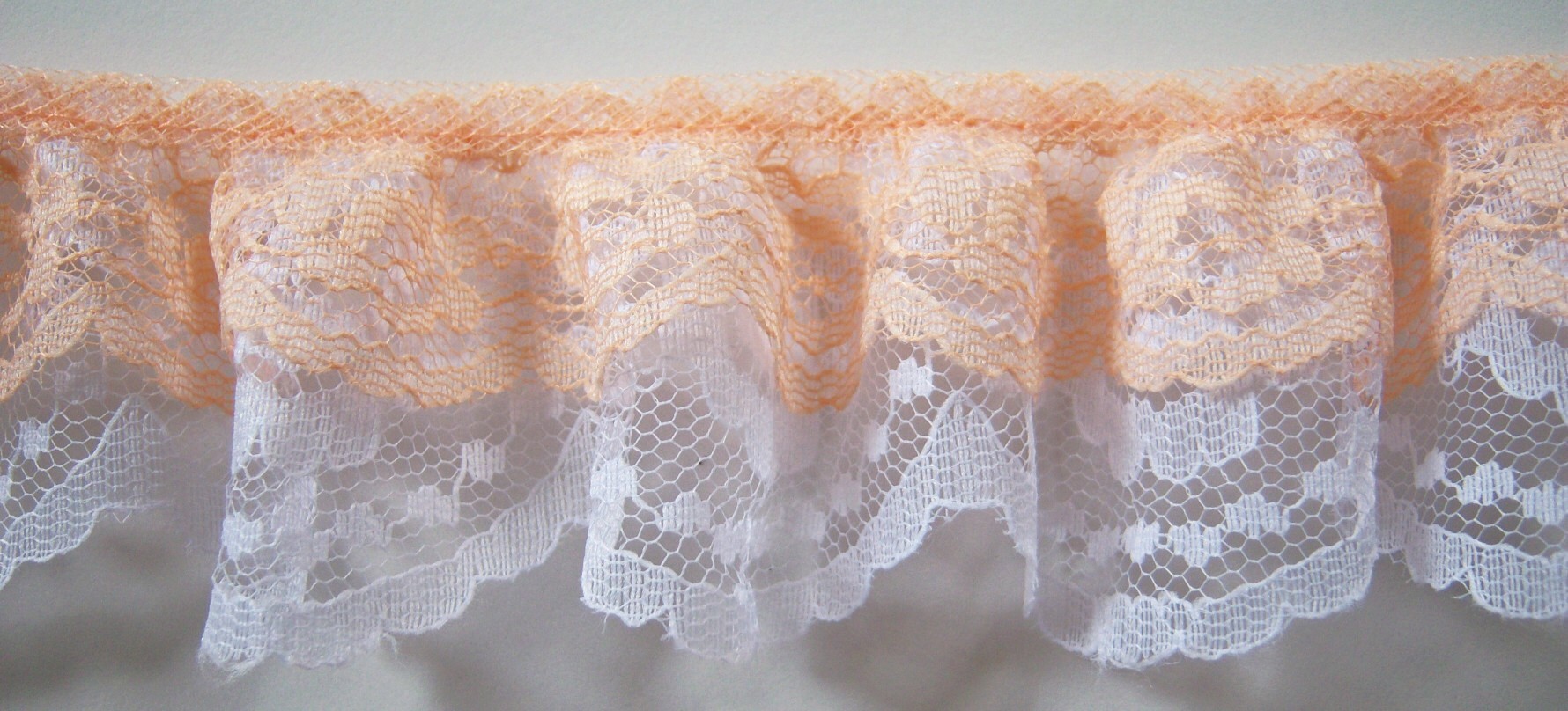 Peach/White Double Gathered Lace