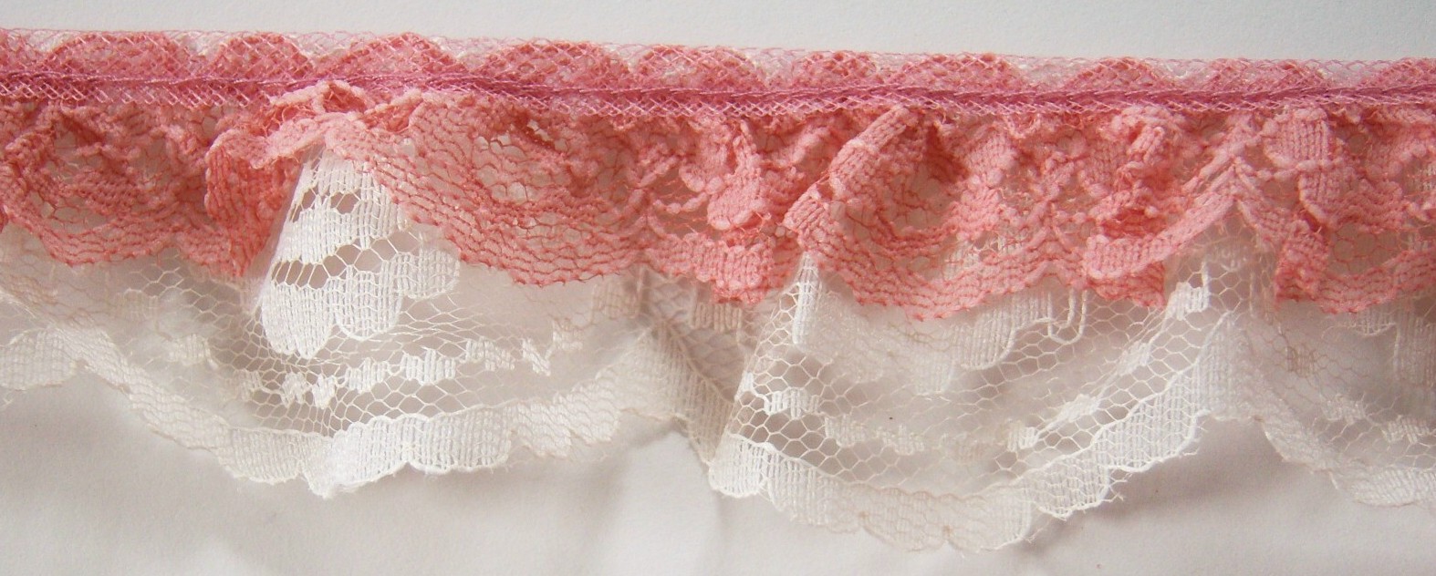 Antique Rose/Eggshell Double Gathered Lace