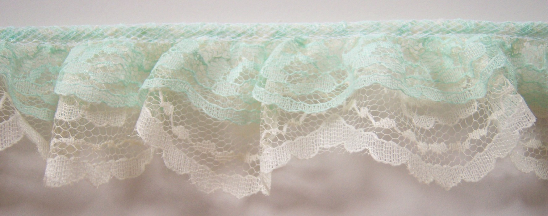 Lt Mint/Eggshell Double Gathered Lace