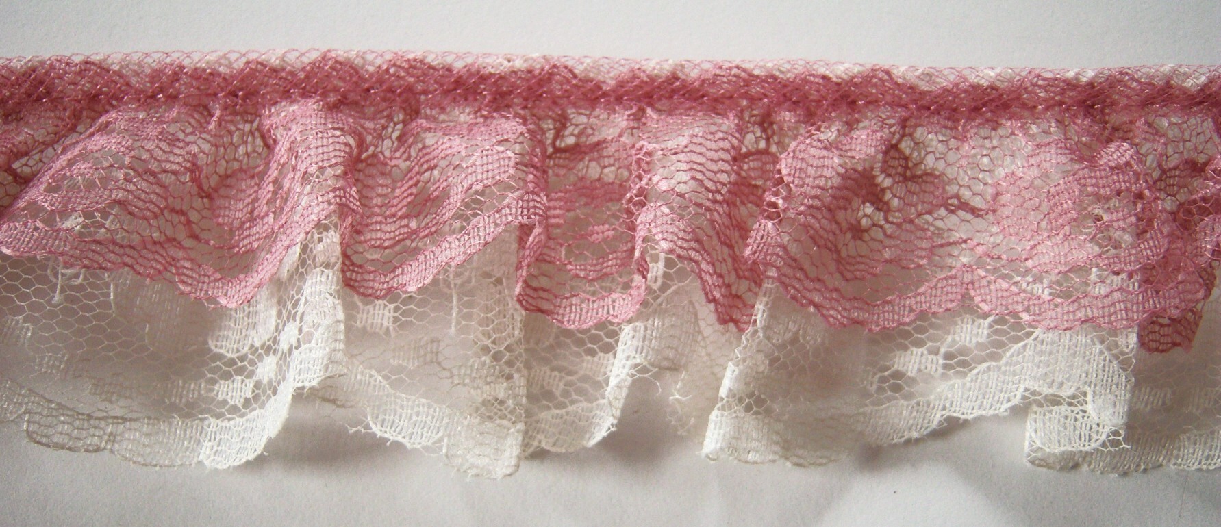 Dusty Rose/Eggshell Double Gathered Lace