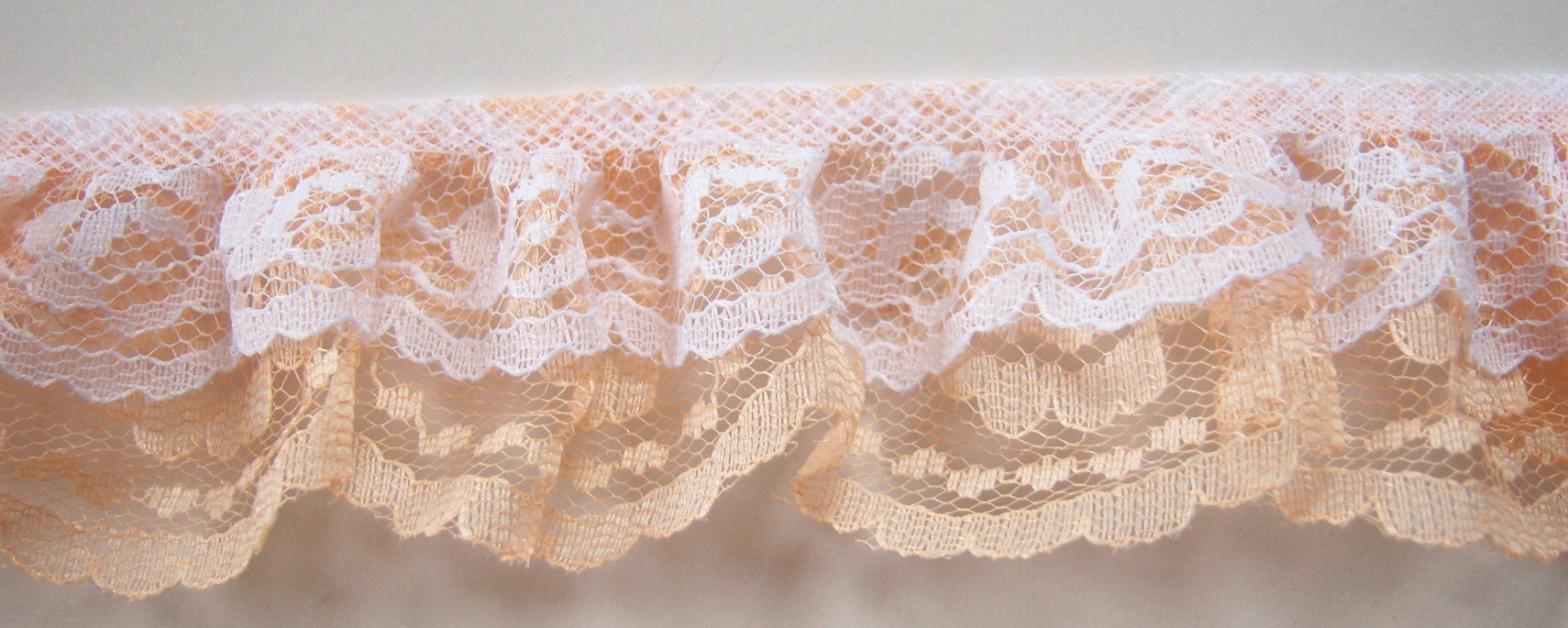 White/Peach Double Gathered Lace