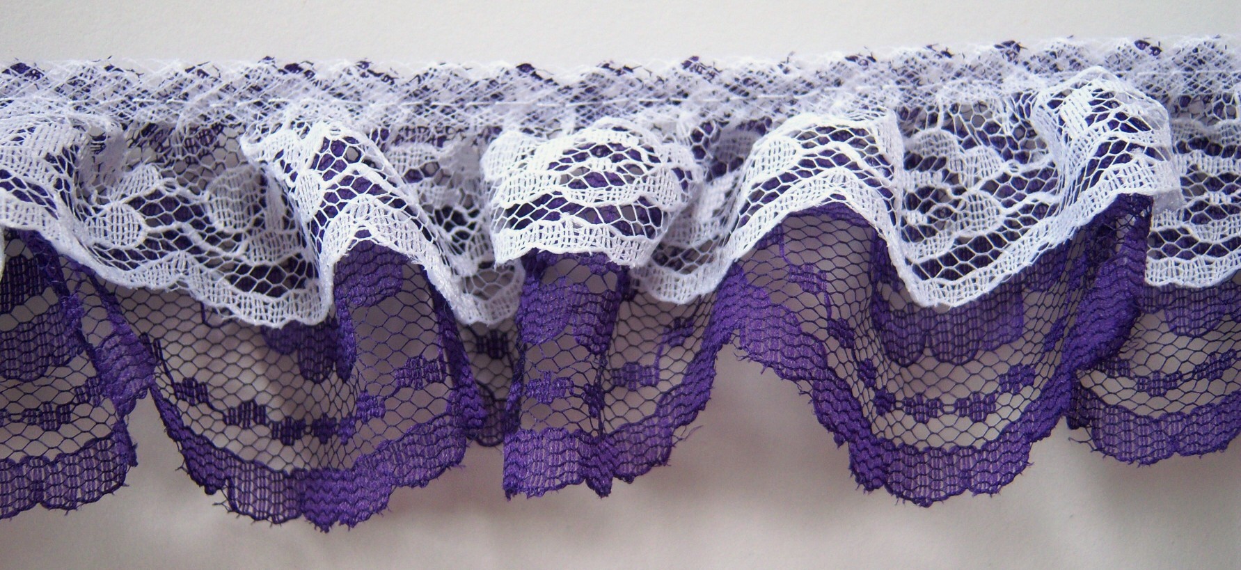White/Violet Double Gathered Lace