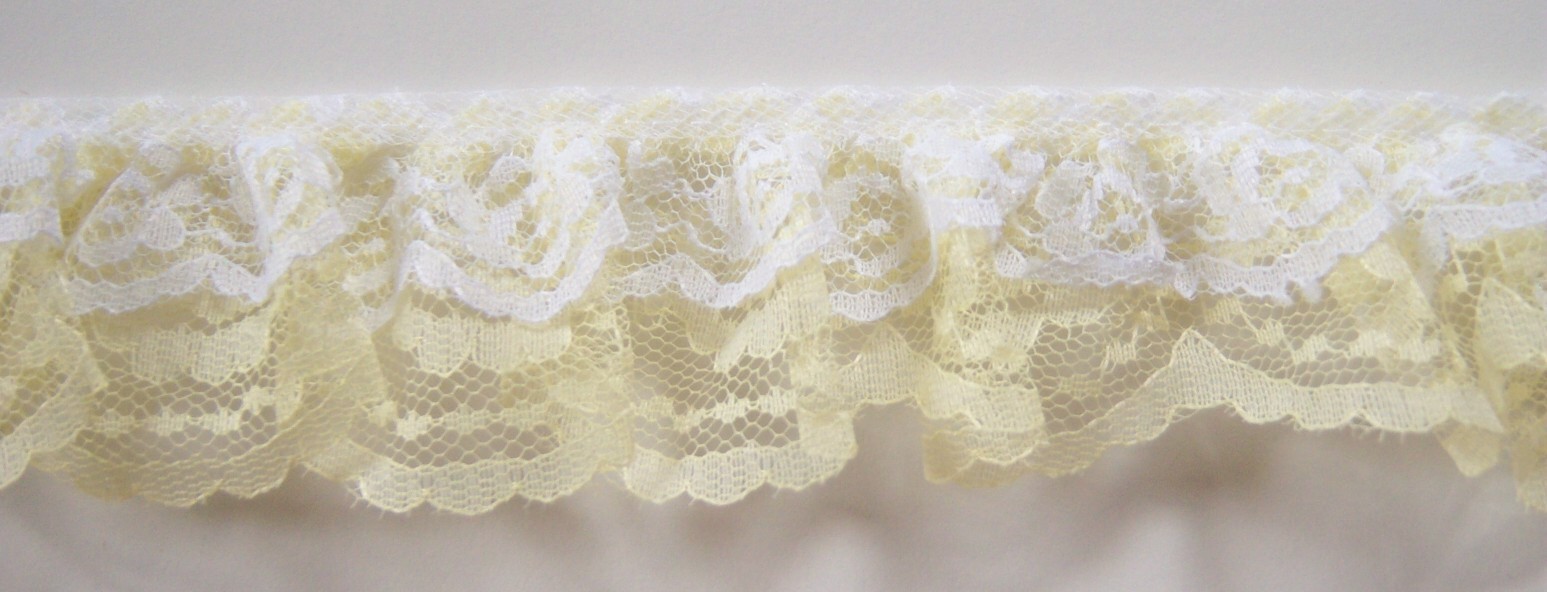White/Yellow Double Gathered Lace