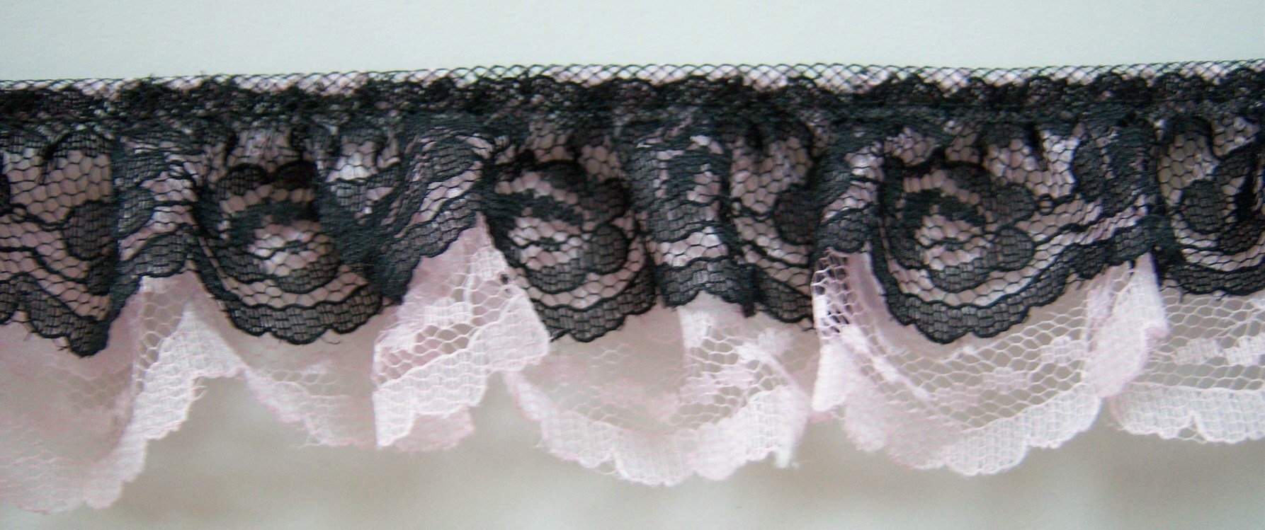 Black/Pink Double Gathered Lace