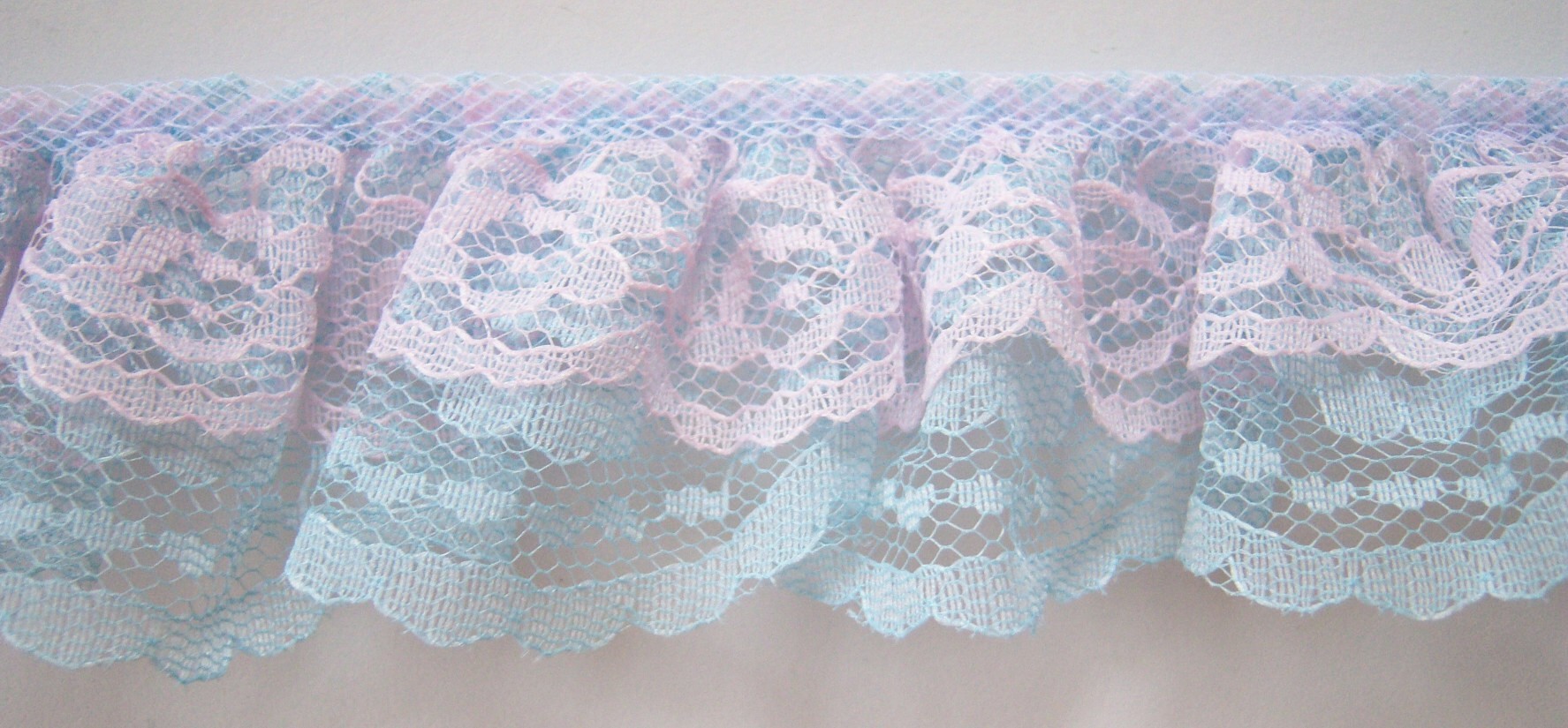 Lt Pink/Lt Blue Double Gathered Lace