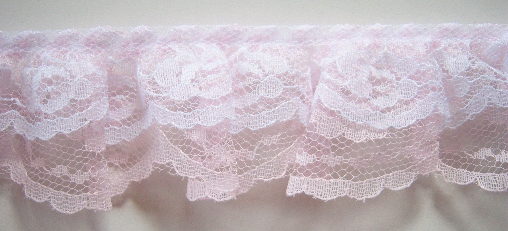 White/Pink Double Gathered Lace