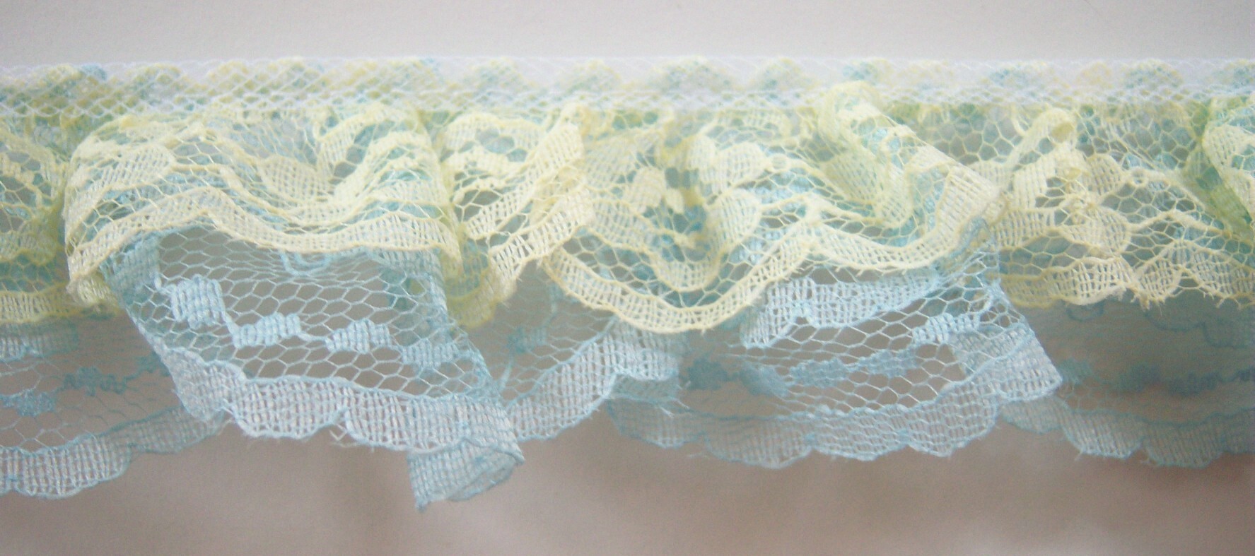 Yellow/Lt Blue Double Gathered Lace