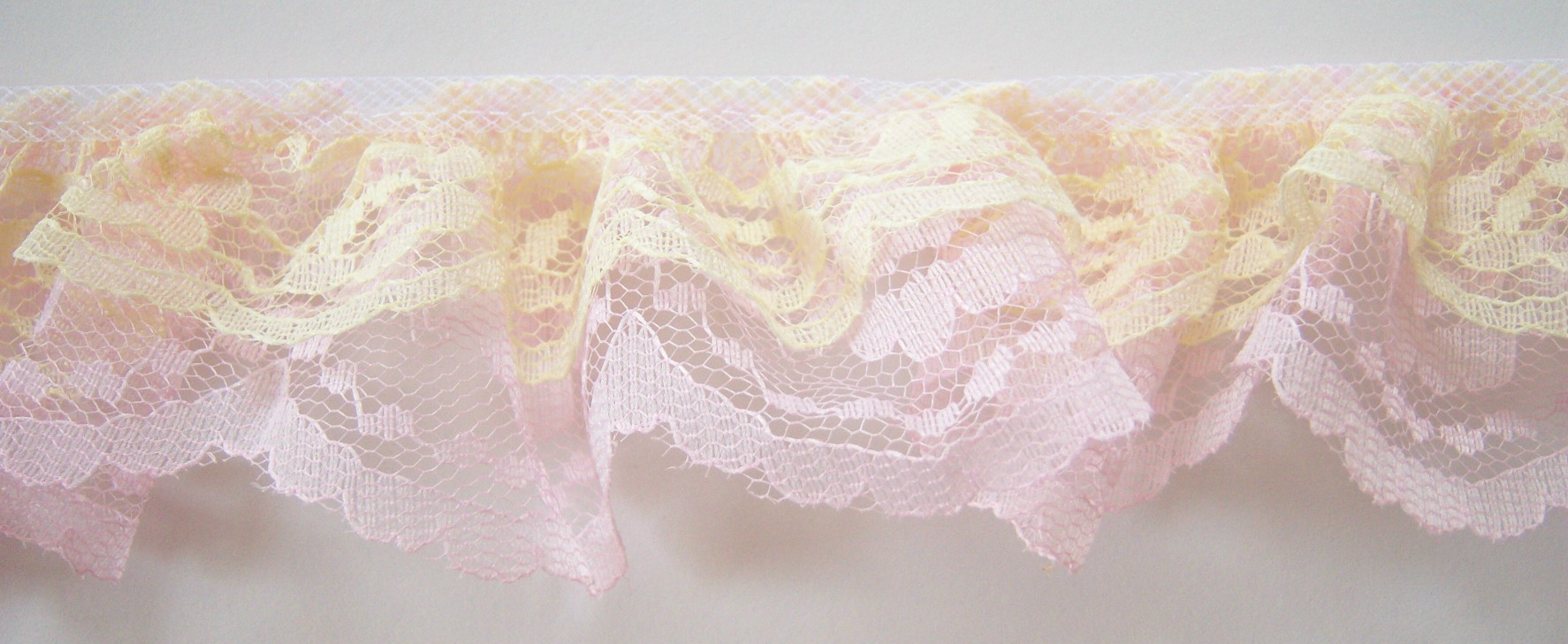 Yellow/Pink Double Gathered Lace