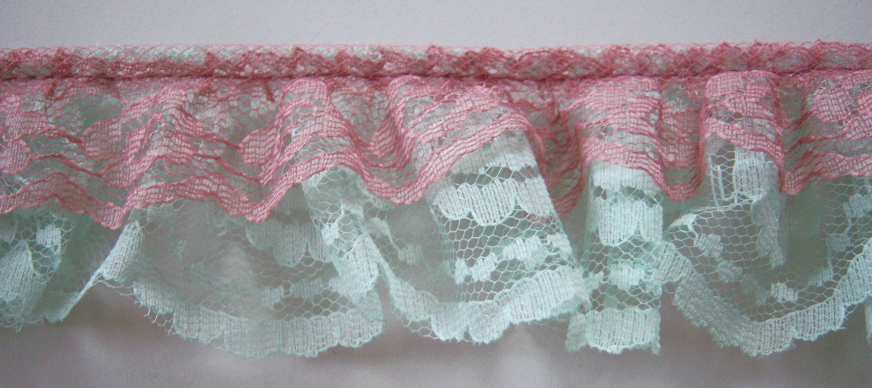 Dusty Rose/Lt. Mint 2" Double Gathered Lace