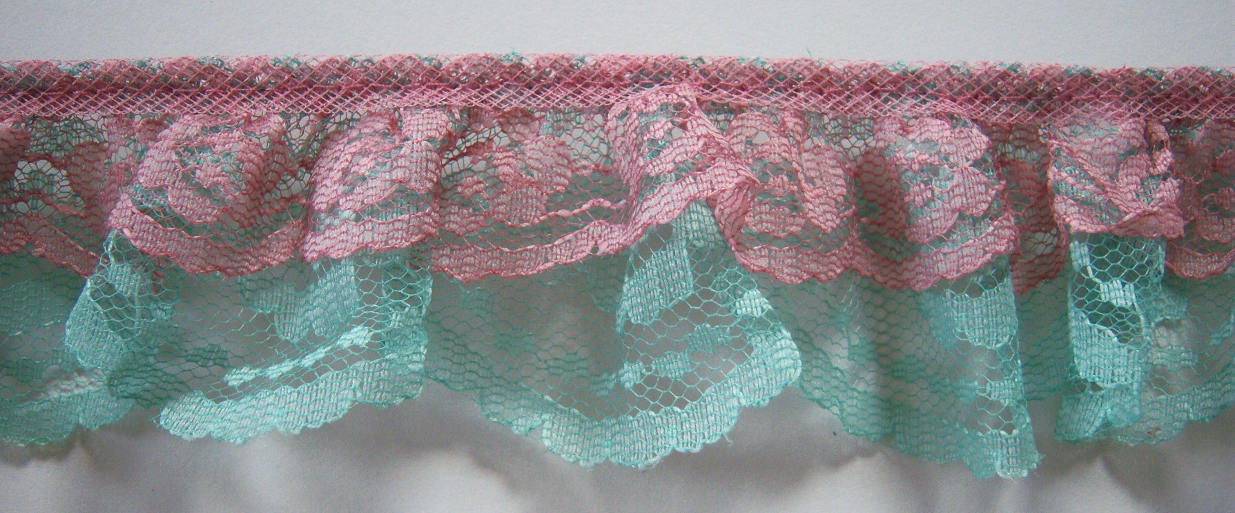 Dusty Rose/Seafoam 2" Double Gathered Lace