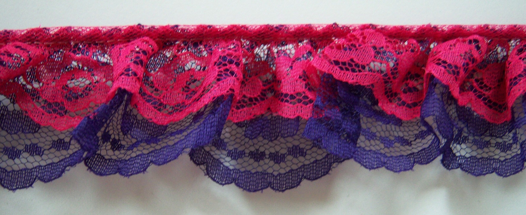 Hot Pink/Purple Double Gathered Lace