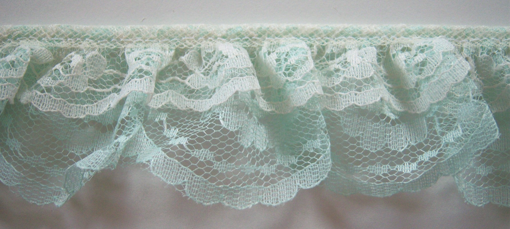Eggshell/Lt. Mint 2" Double Gathered Lace
