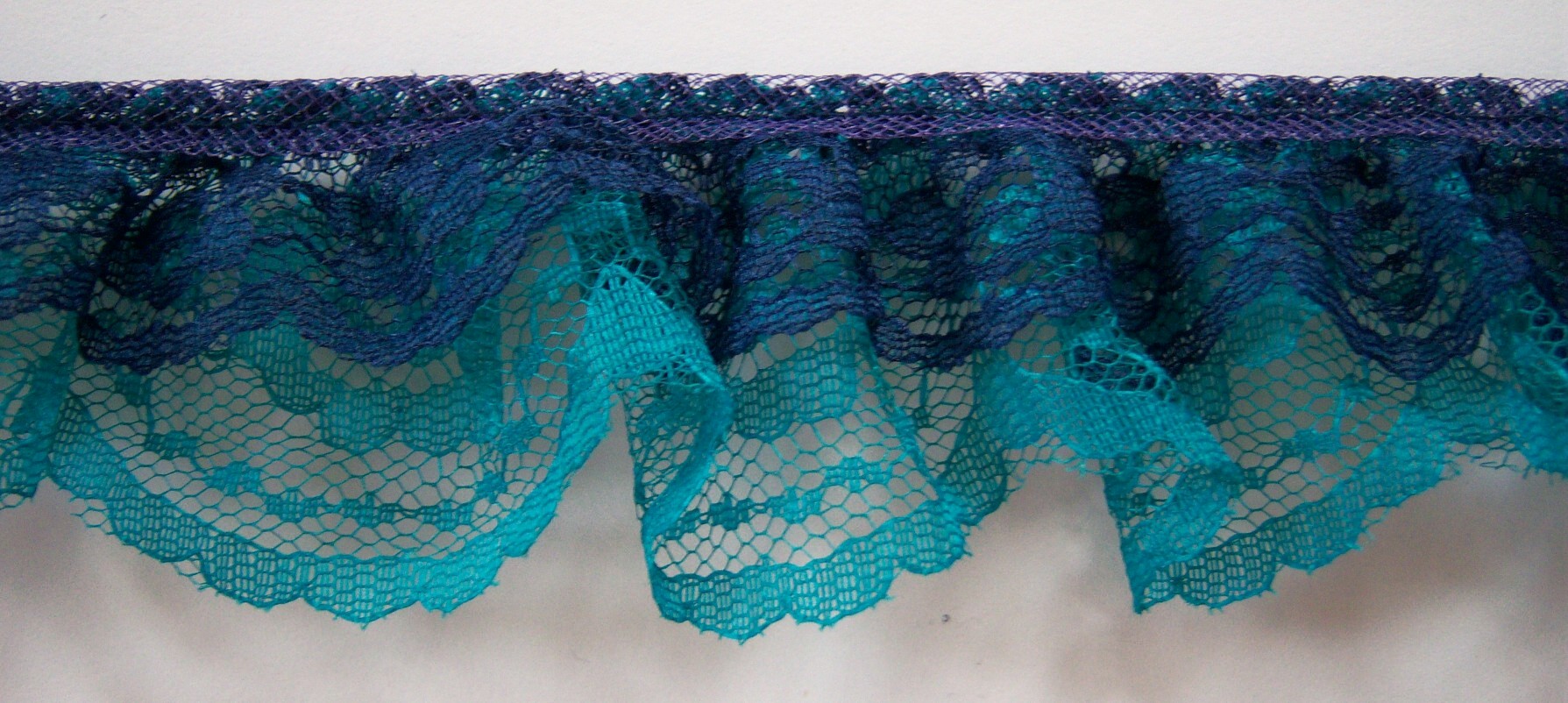 Navy/Jade Double Gathered Lace