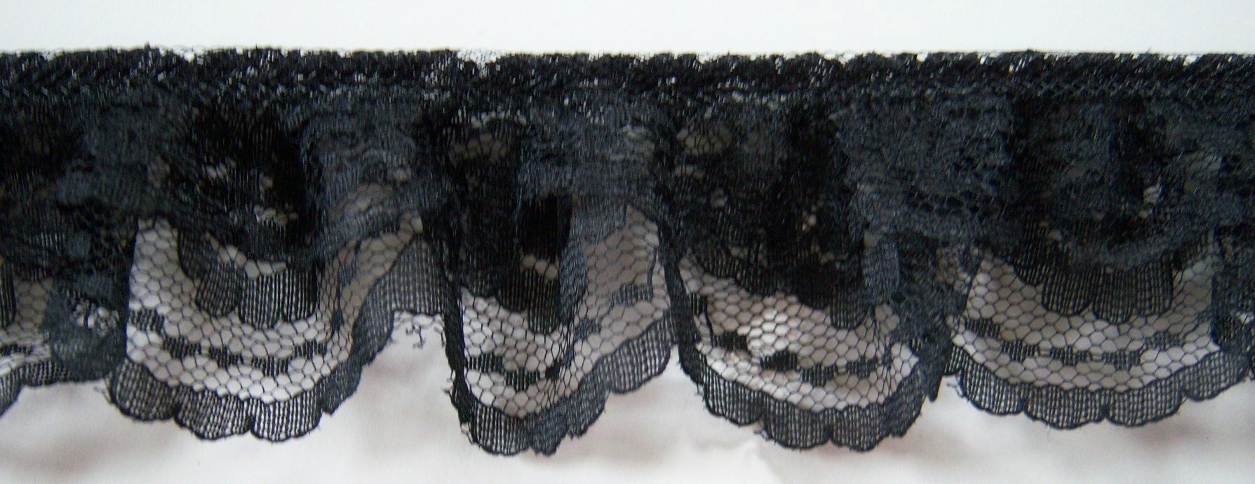 Black 2" Double Gathered Lace