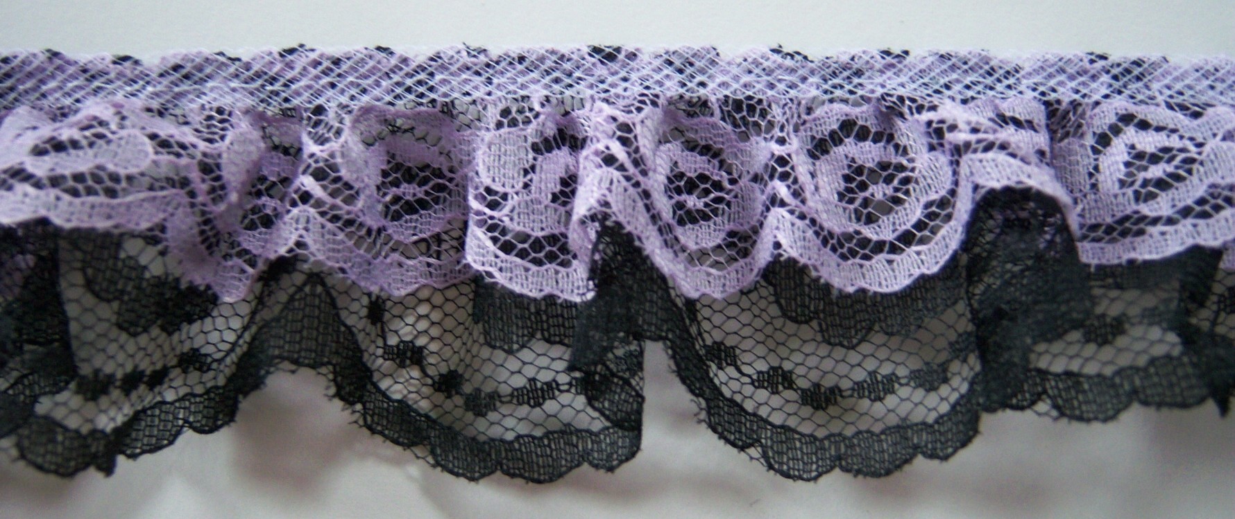Lt Orchid/Black Double Gathered Lace