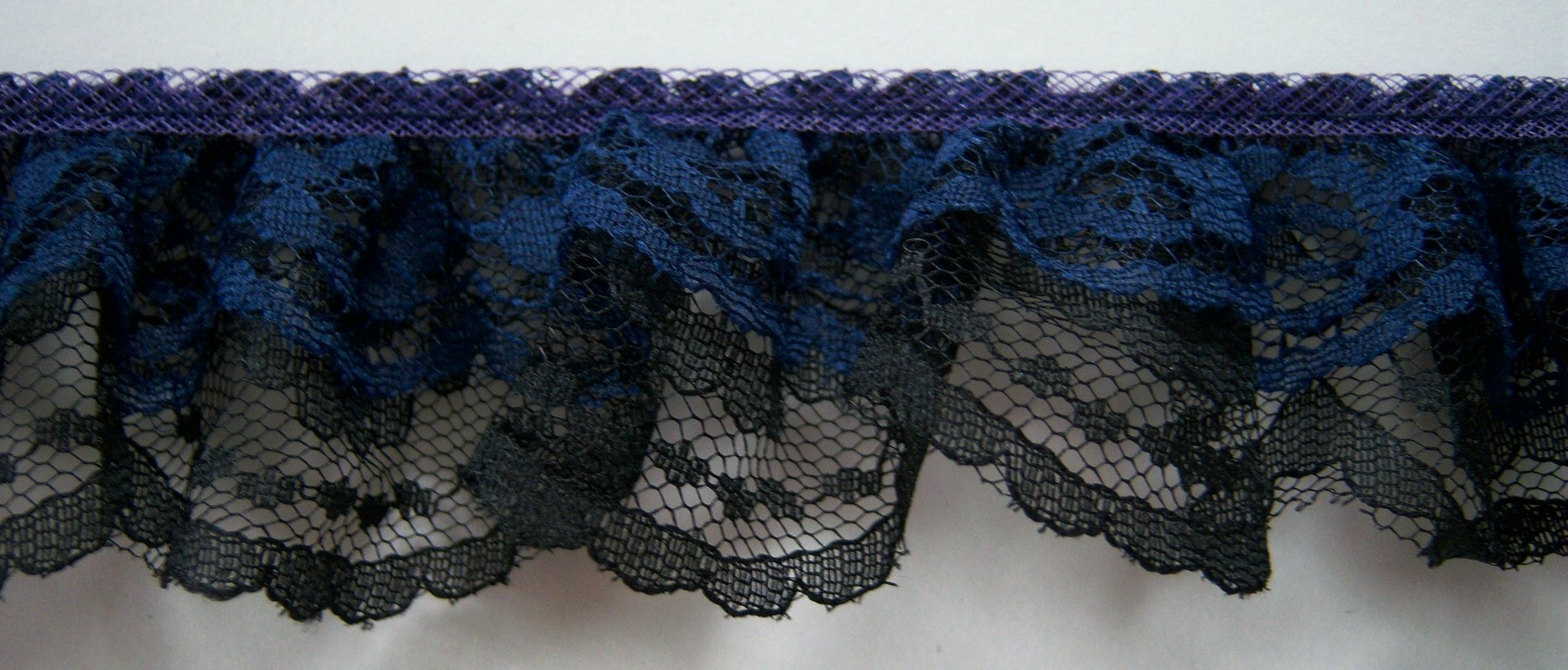 Navy/Black 2" Double Gathered Lace
