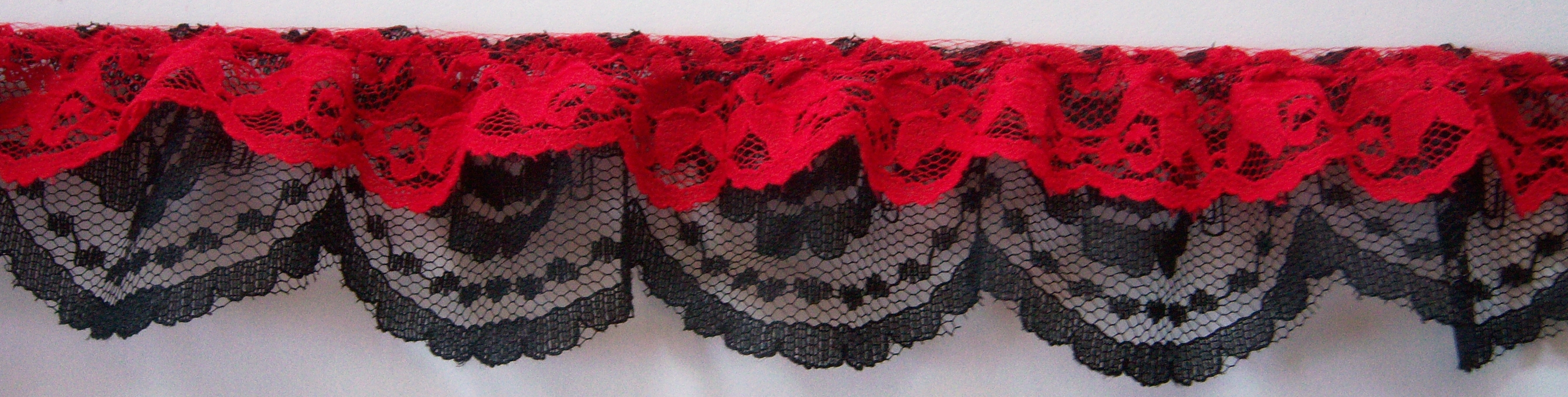 Red/Black Double Gathered Lace