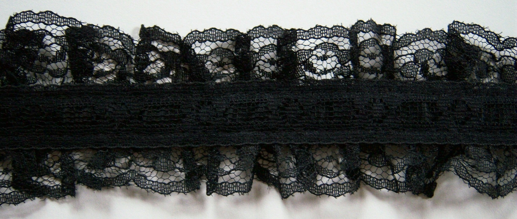 Black/Black Satin Ruffled 2 3/8" Lace