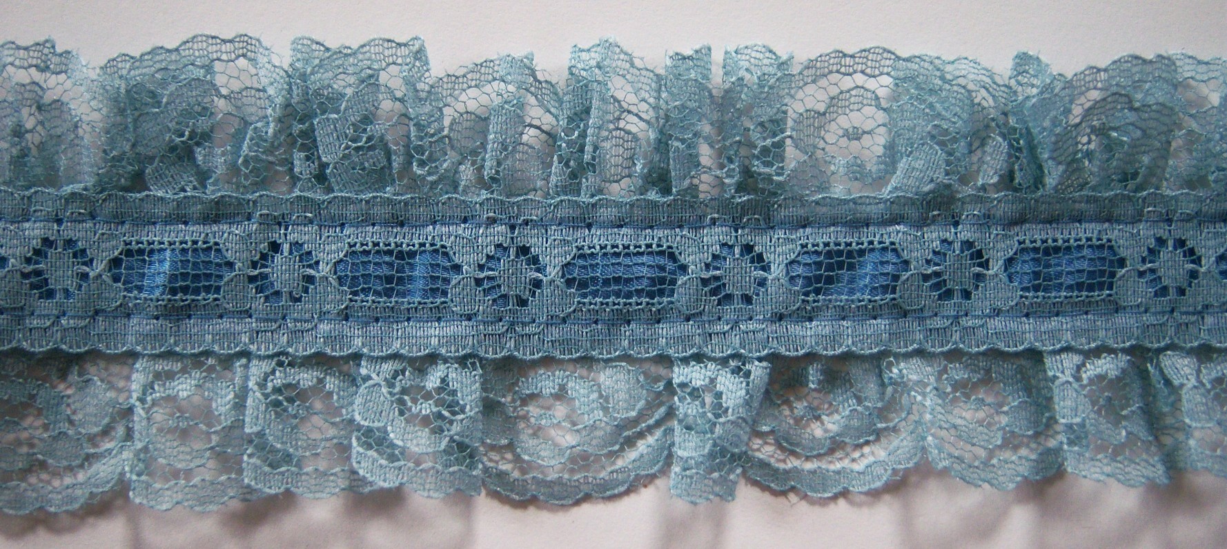 Country Blue Satin Ruffled 2 3/8" Lace
