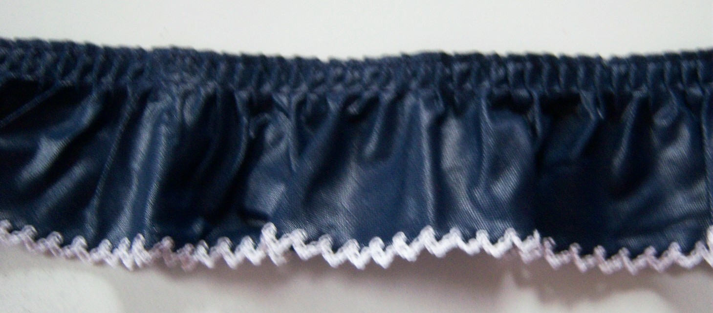 Navy/White 2" Pleated Lace