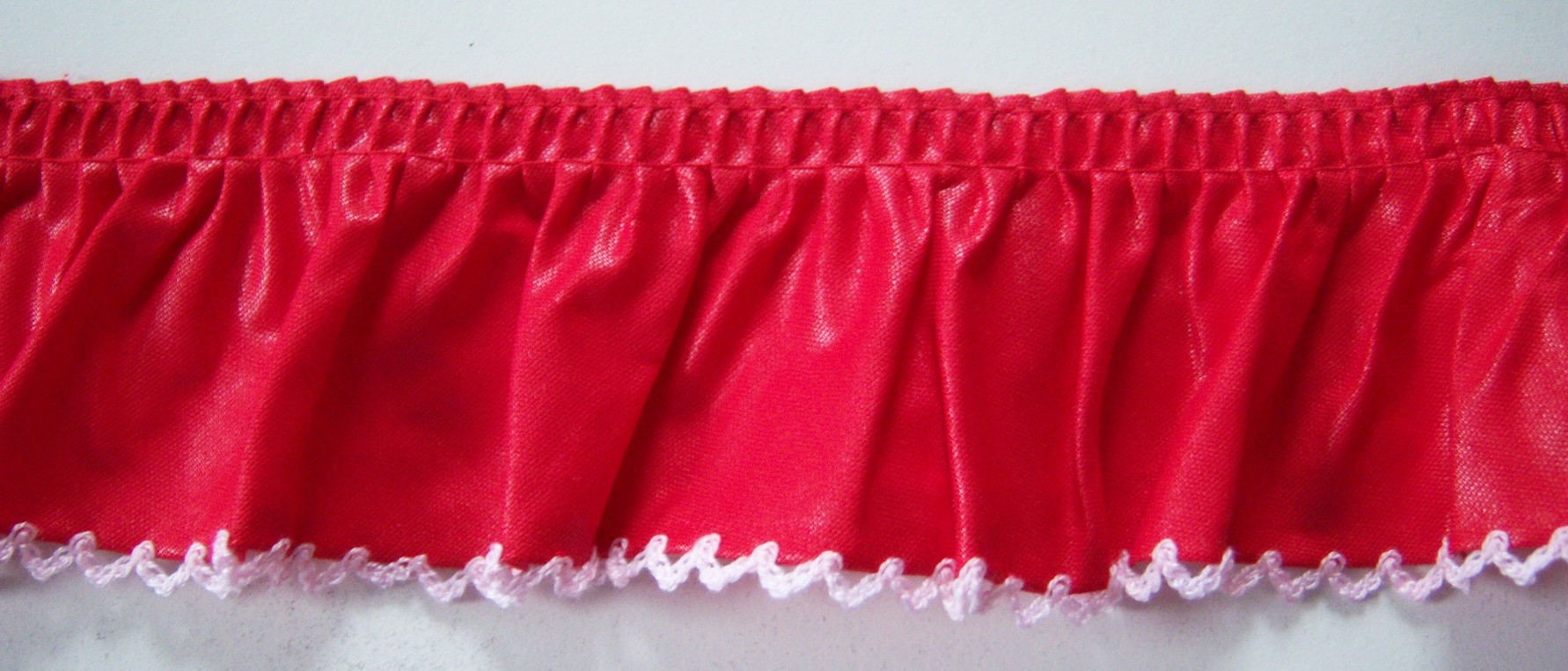 Scarlet/White 2" Pleated Lace