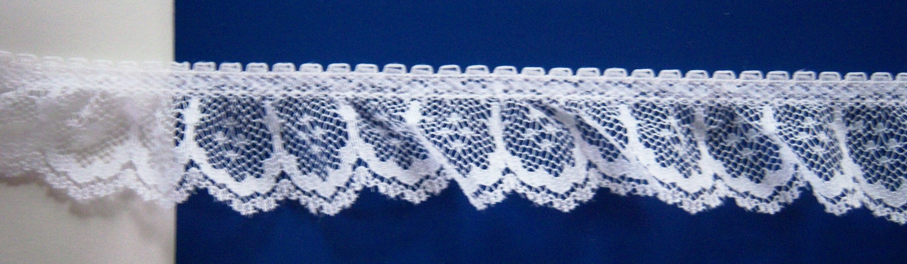 White 1 1/4" Gathered Nylon Lace