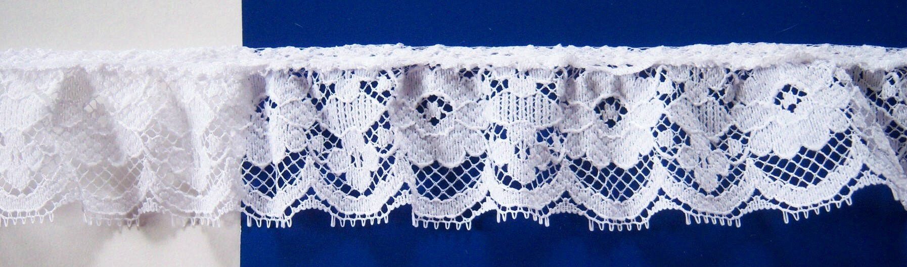 White 1 5/8" Ruffled Lace