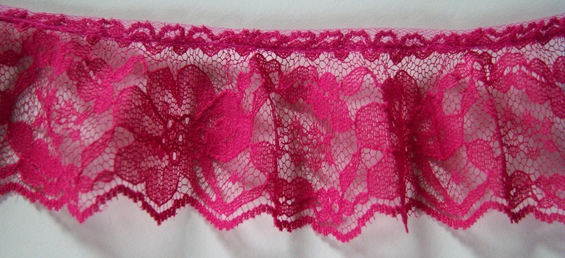 Rasberry 1 7/8" Ruffled Lace