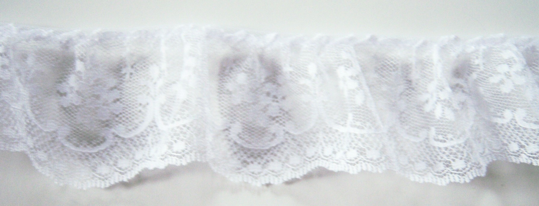 White 2 1/4" Ruffled Lace