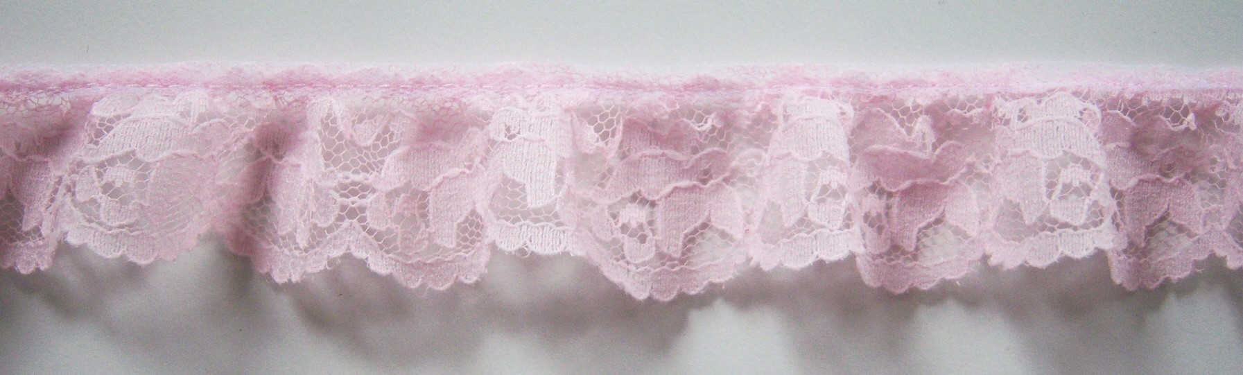 Pink 1 1/4" Ruffled Lace