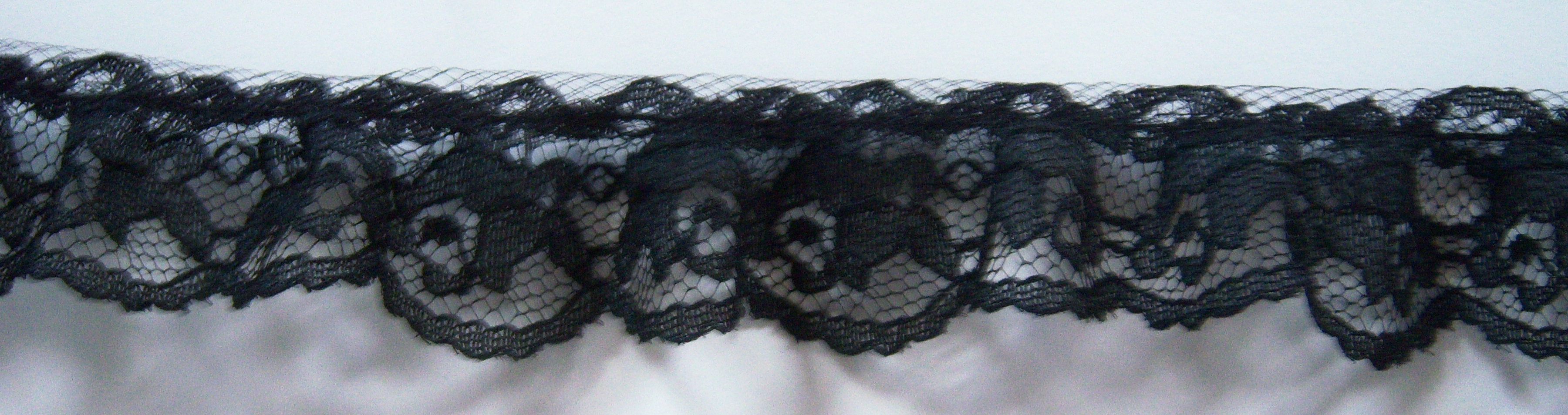 Black 1 1/4" Gathered Lace