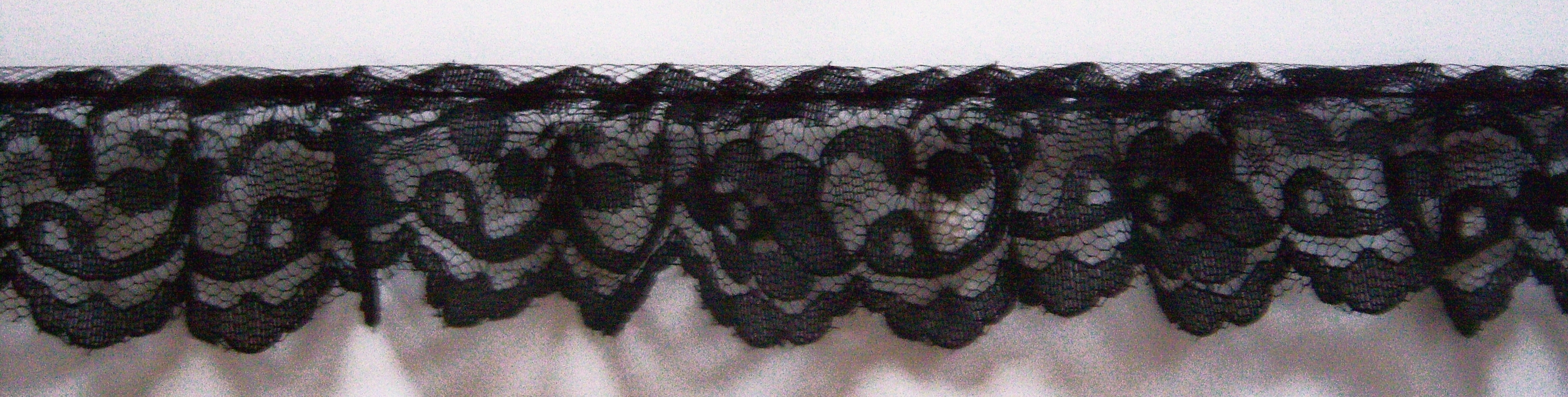 Black 1 1/2" Ruffled Lace