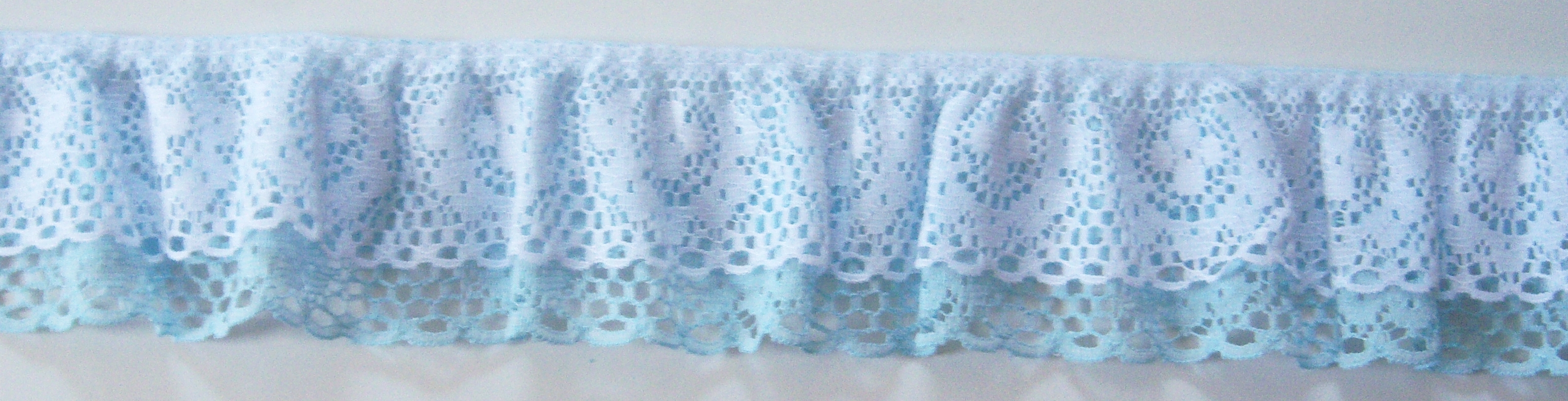 White/Blue 2" Double Gathered Lace