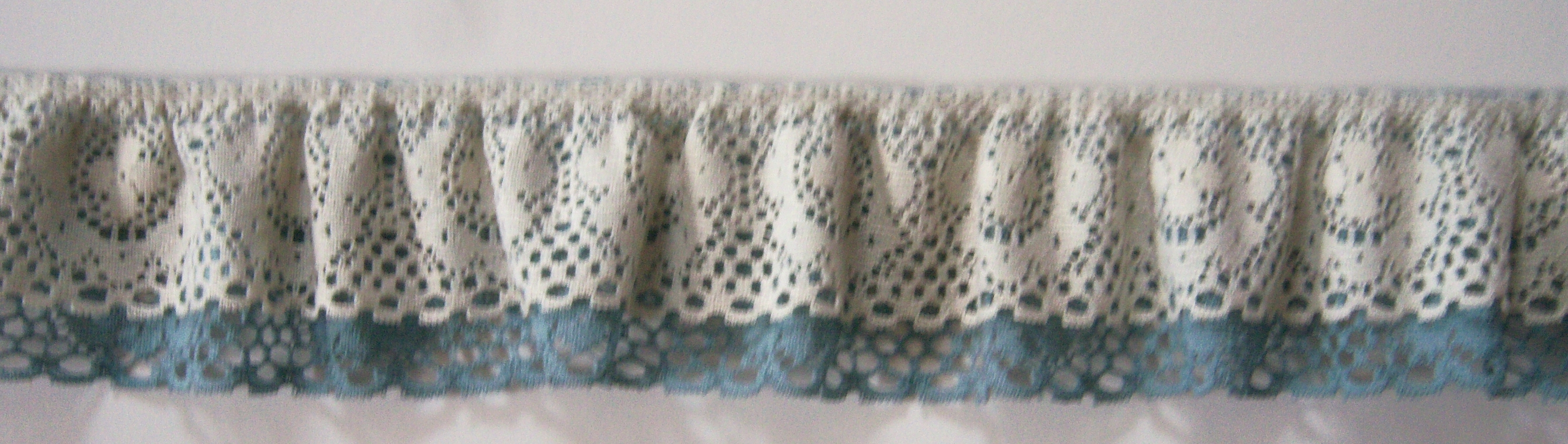 Ivory/Country Blue 2" Double Gathered Lace