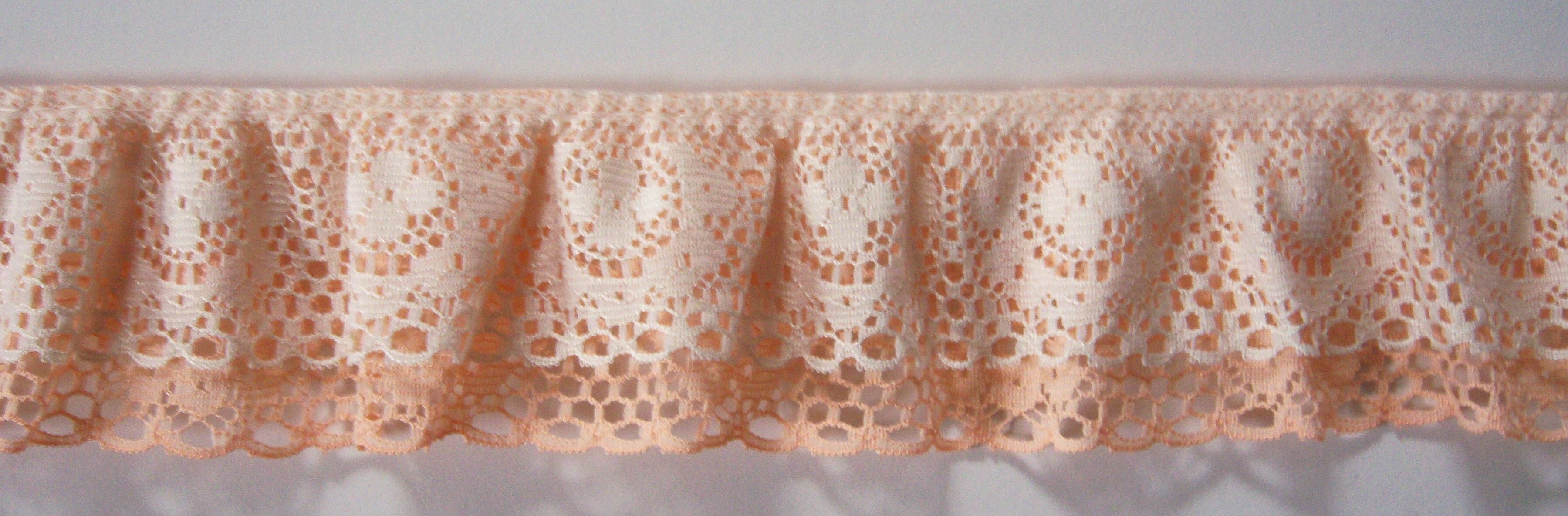 Ivory/Apricot 2" Double Gathered Lace
