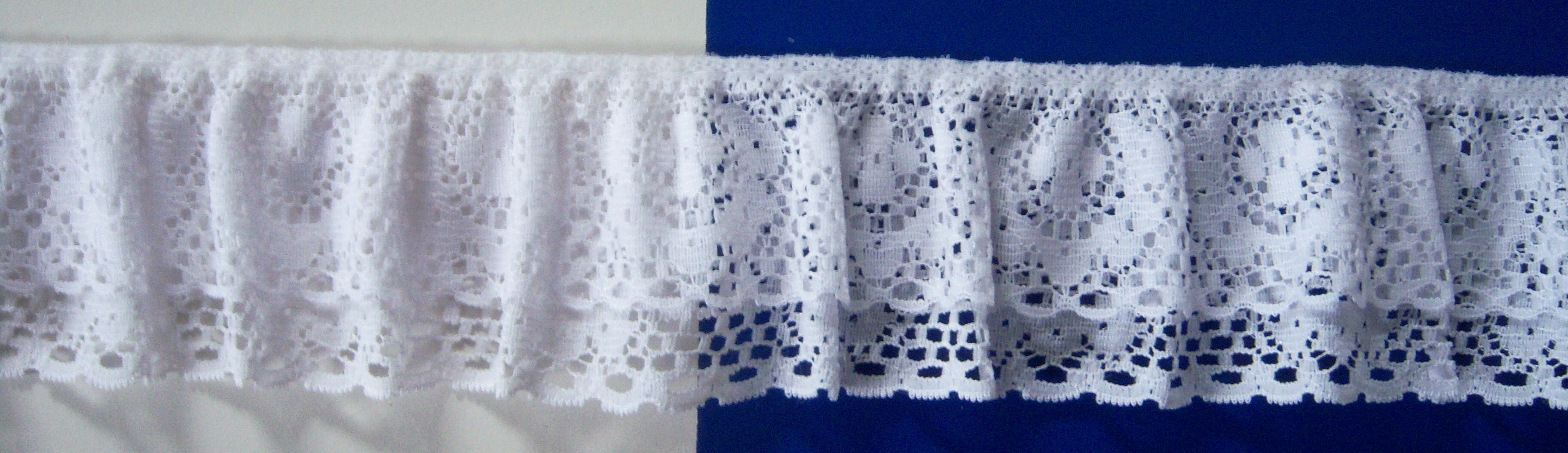 White/White 2" Double Gathered Lace