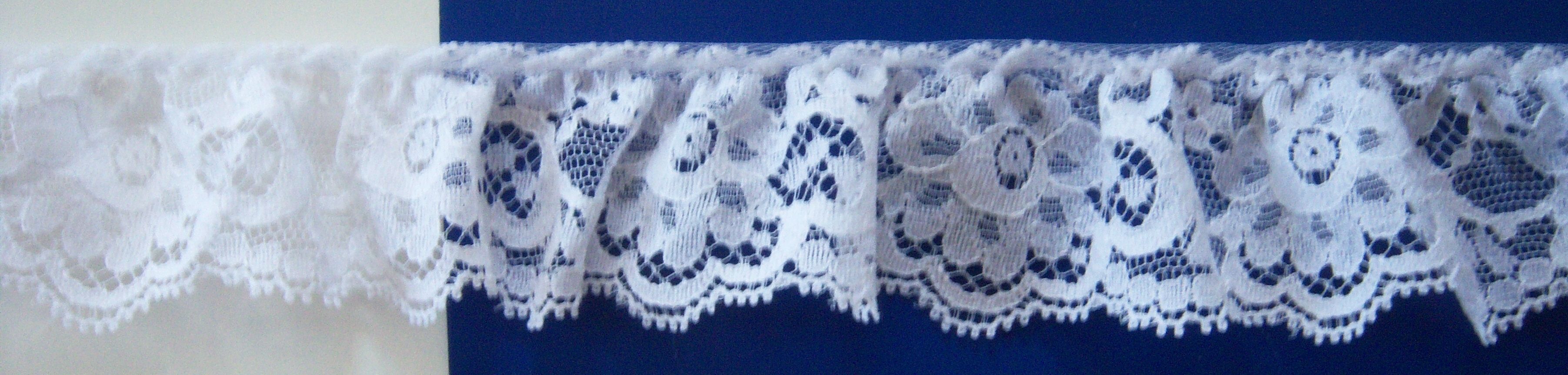 White Floral 1 3/4" Ruffled Lace