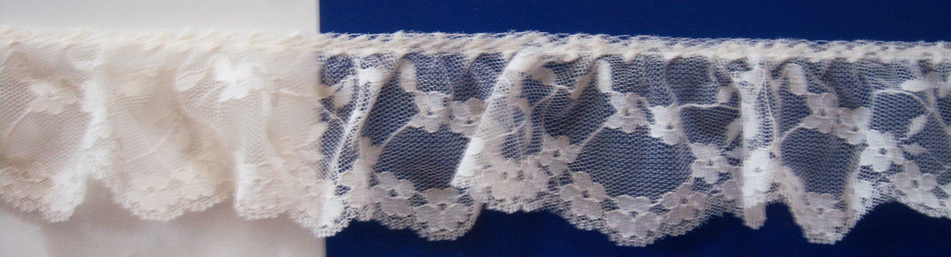 Light Ivory Floral 2" Gathered Lace