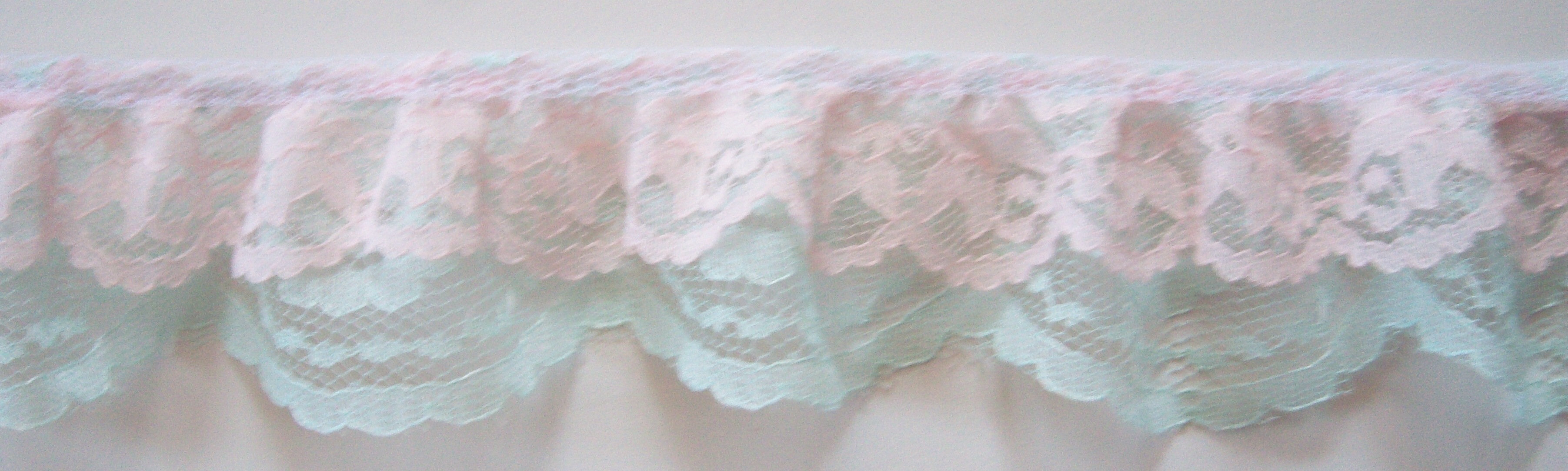Pink/Mint Double Gathered Lace