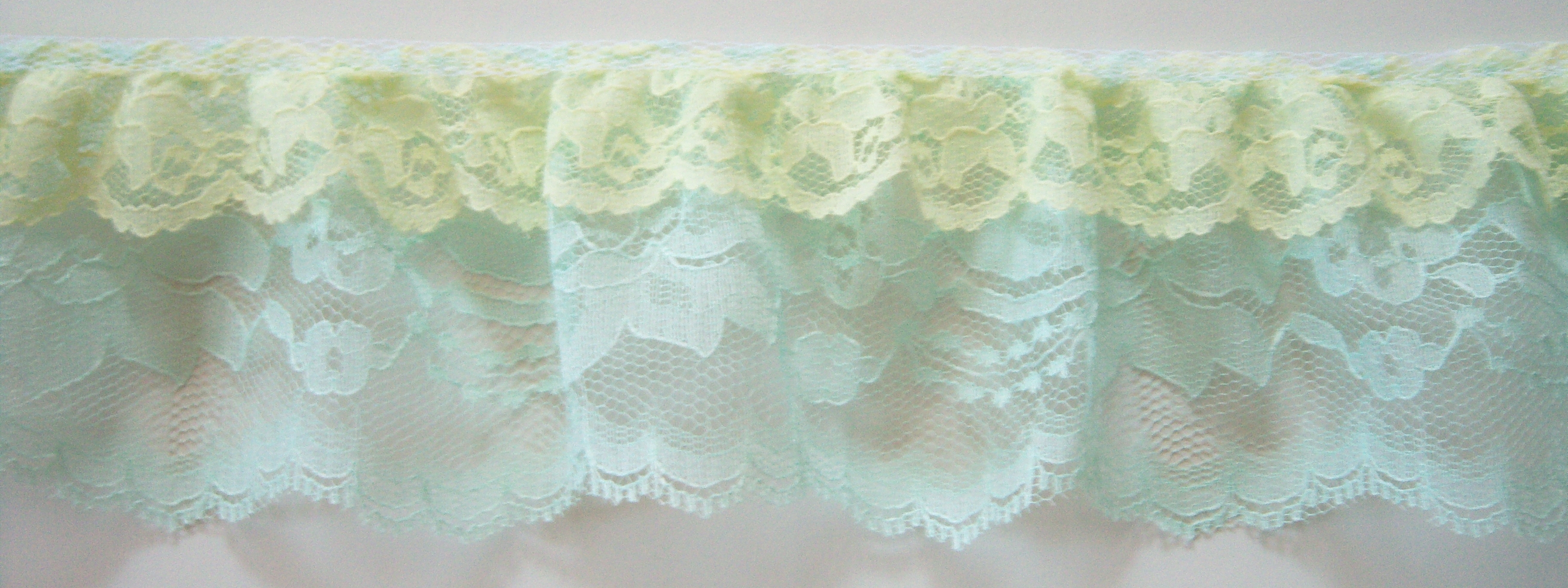 Yellow/Mint Double Gathered Lace