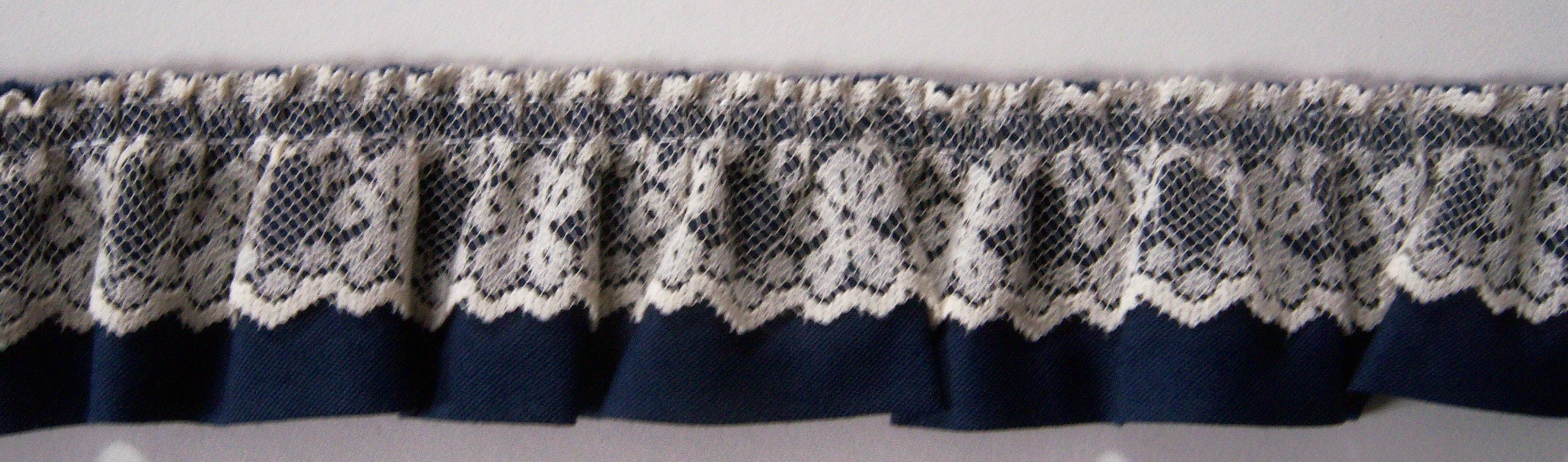 Natural Lace/Navy Ruffled Poly Cotton