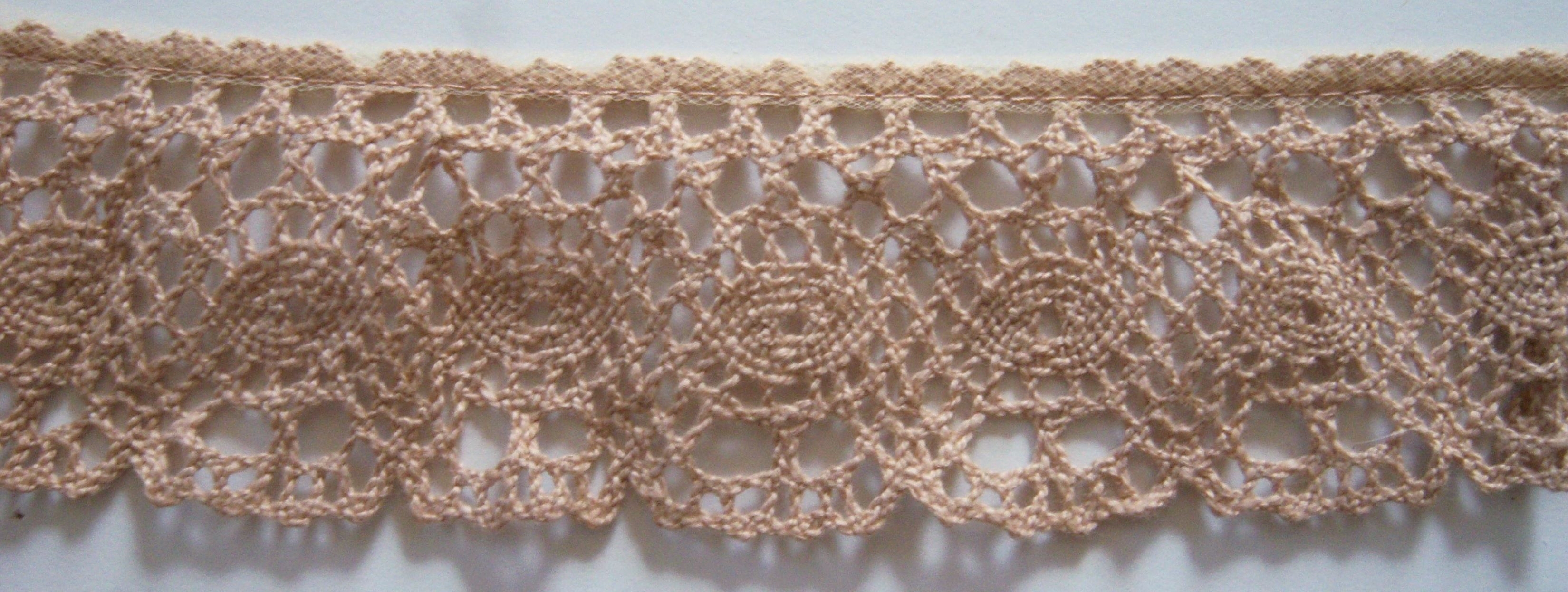 Camel Cotton 2" Gathered Cluny Lace