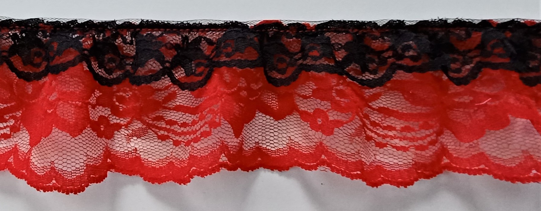Black/Red 2 3/4" Gathered Lace