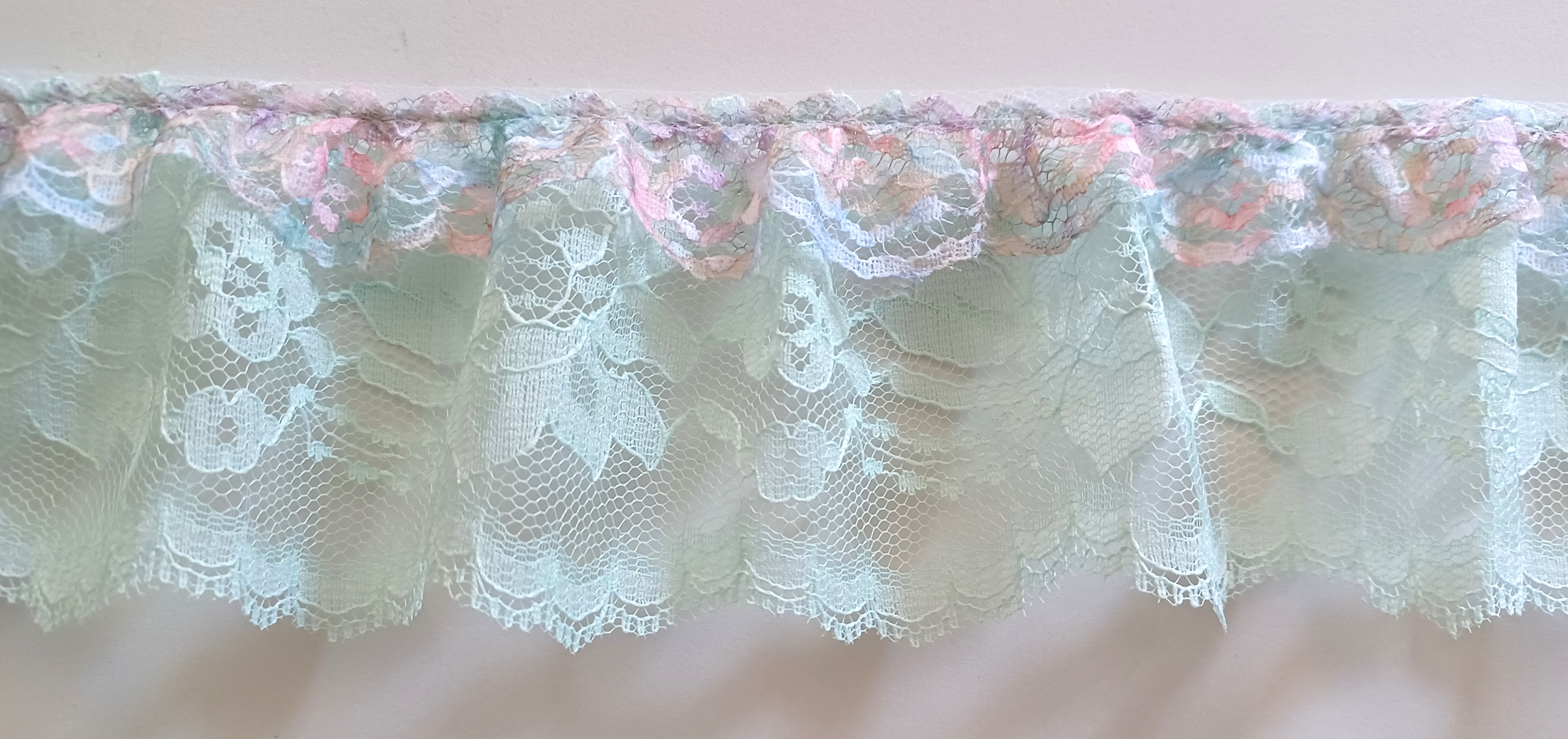 Floral/Mint 3" Gathered Lace