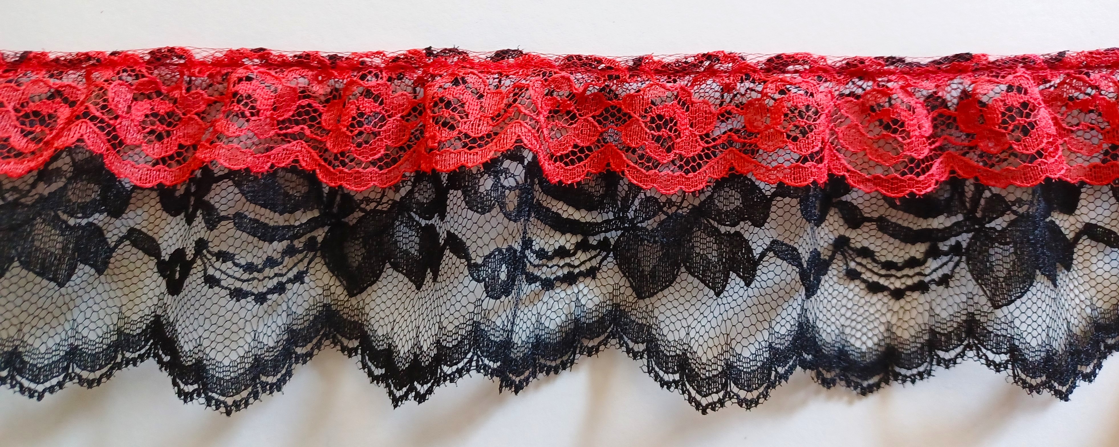 Red/Black 3" Gathered Lace