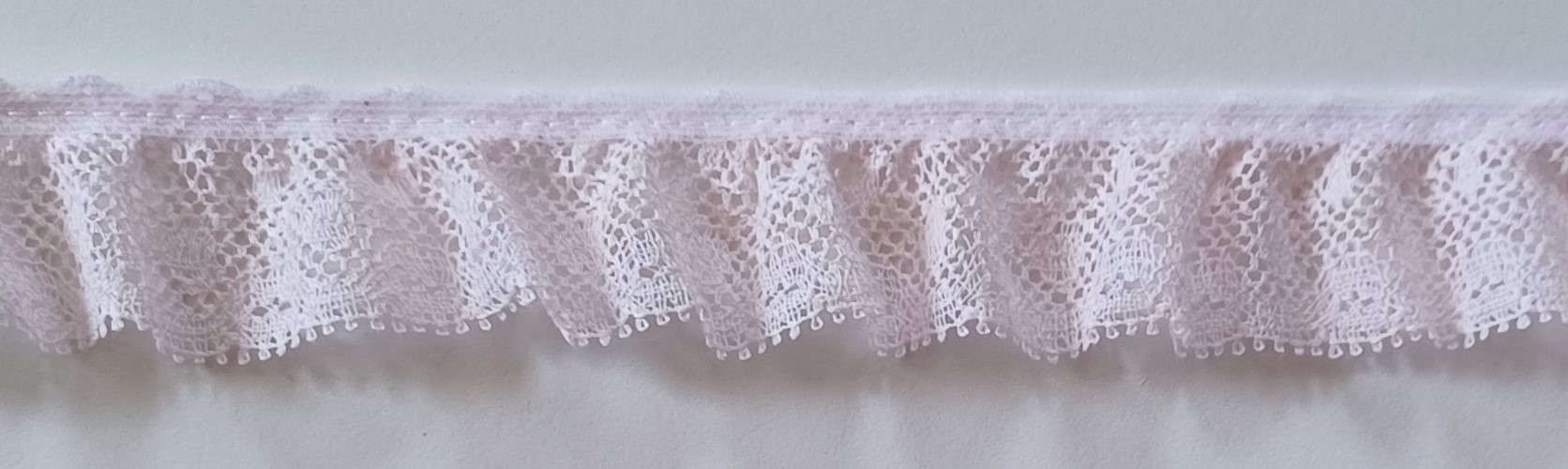 Vintage Light Pink 1" Ruffled Cluny Lace