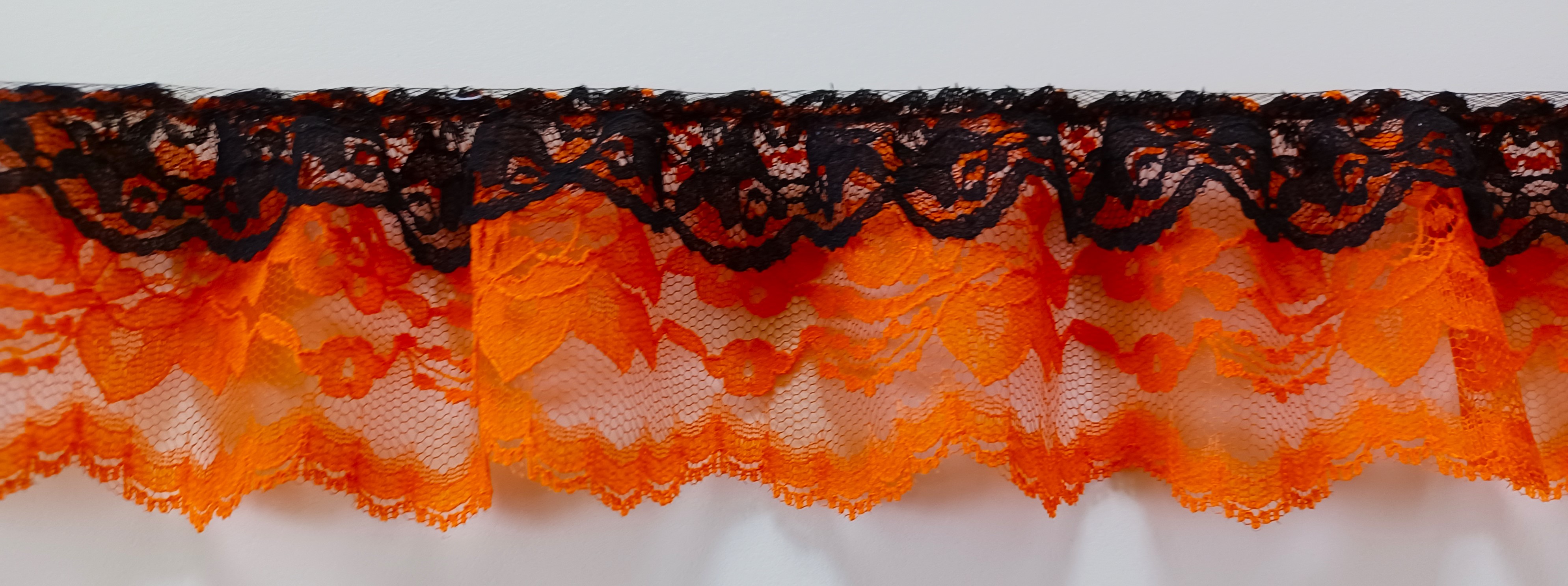 Black/Orange 3" Gathered Lace