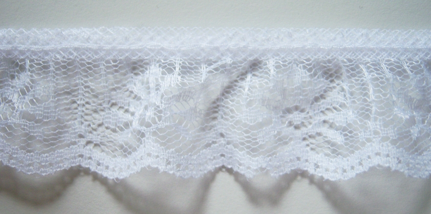 White 1 3/8" Gathered Nylon Lace